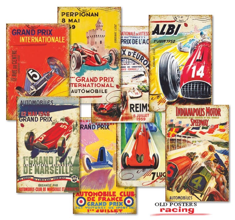 DECORER - Wholesale Gift Tag - Old Posters Racing - Gift Tag Set 24 pcs0
