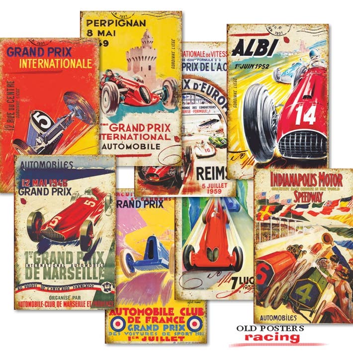 DECORER - Wholesale Gift Tag - Old Posters Racing - Gift Tag Set 24 pcs0