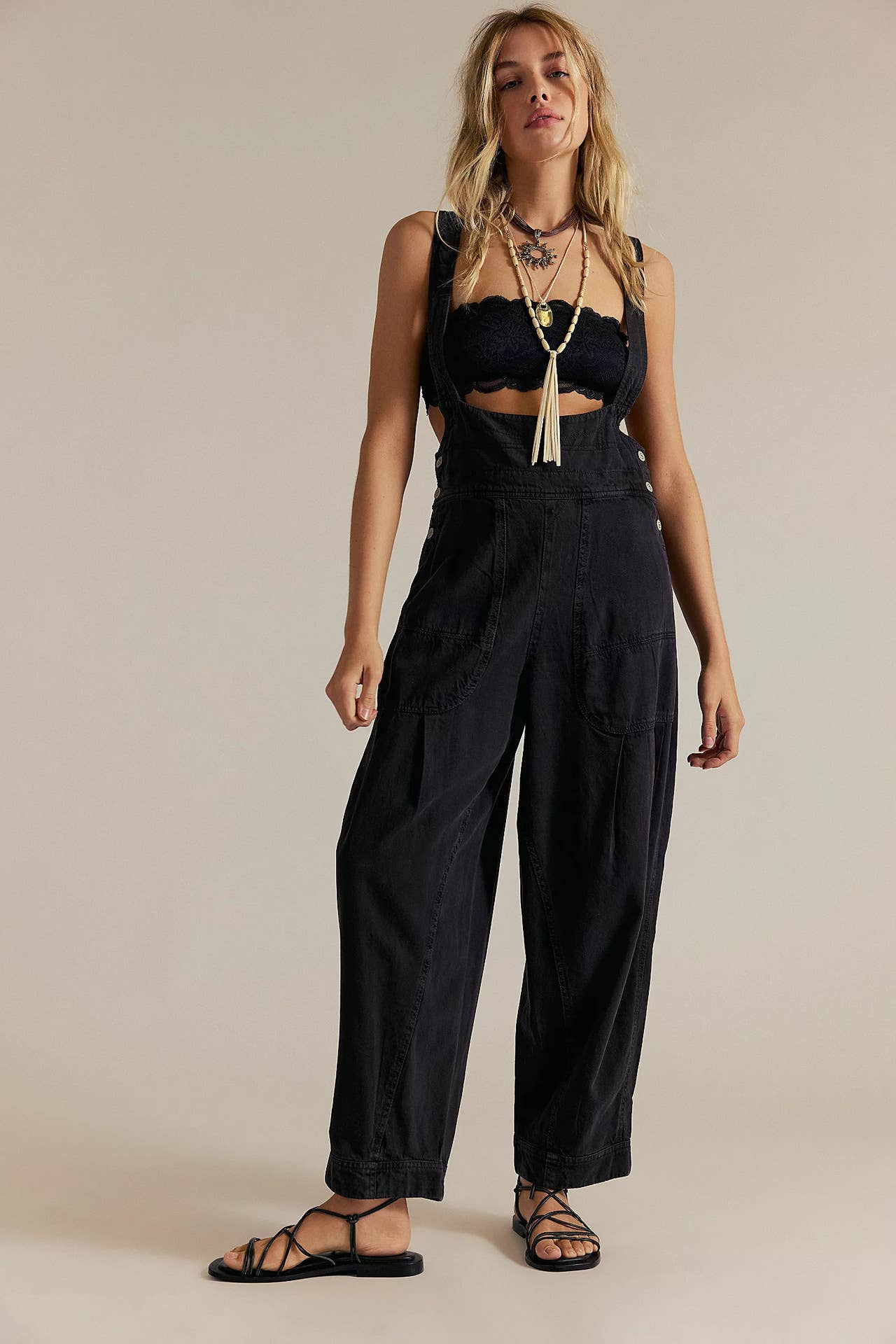 Hope & Sunshine - Wholesale Overalls - Women's - Loose Fit Sleeveless Denim Overalls0