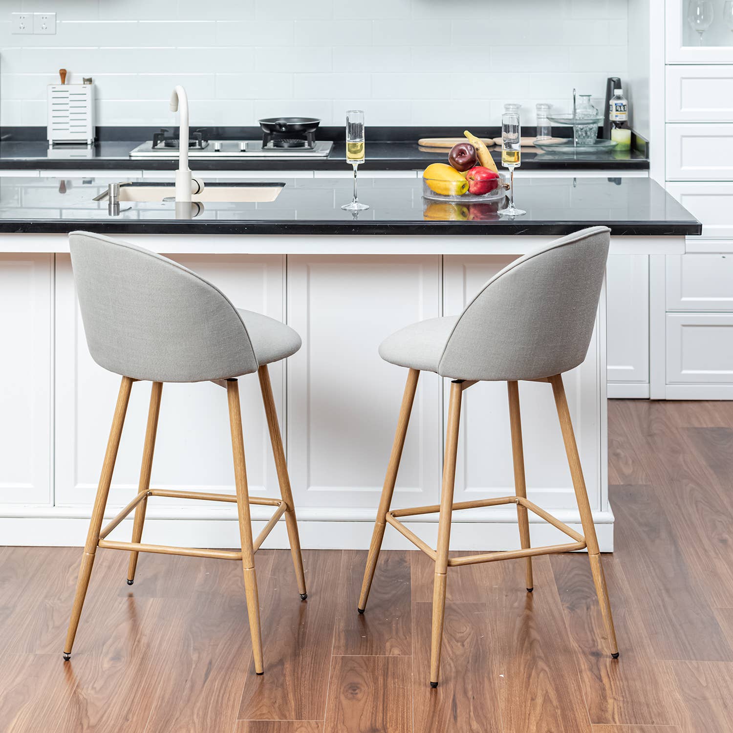 HOMYCASA DESIGN INC - Wholesale Stool - 26" Counter Bar Stools,Swivel, Beige/Gray/Blue18