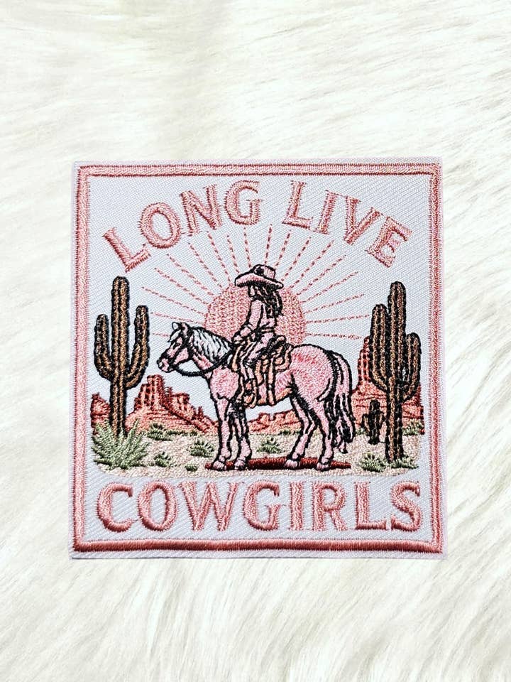 Long Live Cowgirls Western Embroidery Iron On Patch for wholesale by Scratch Decor