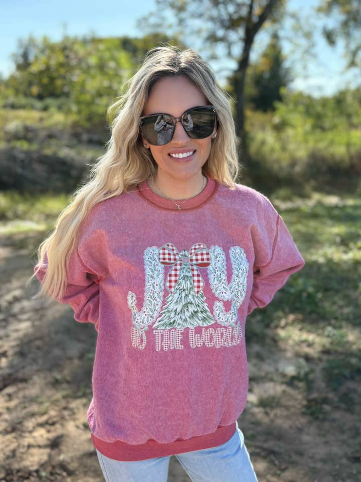 JOY TO THE WORLD INSIDE OUT SWEATSHIRT for wholesale by Adelle Linen
