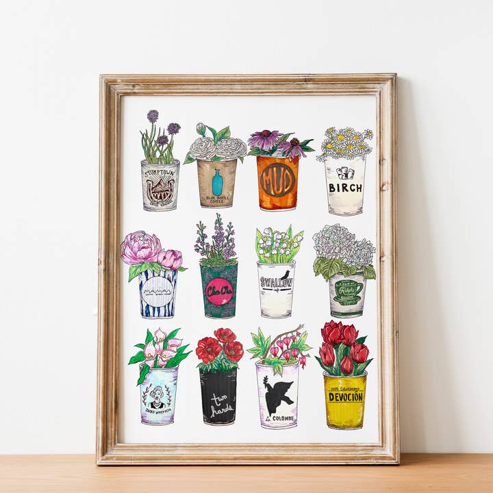 NYC Coffee Cups Print por atacado de Cute Salute