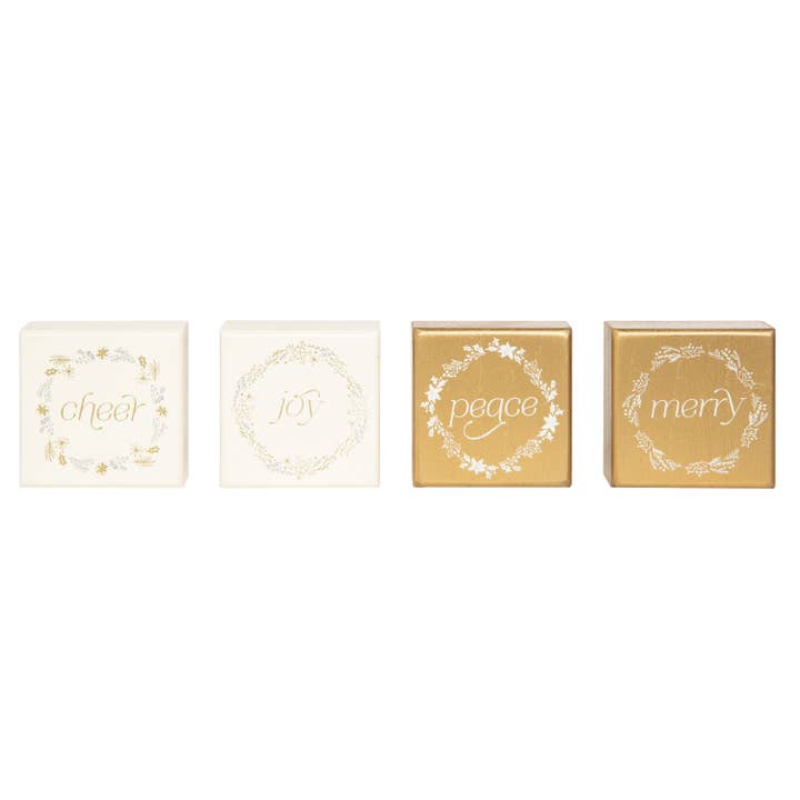 CLOSEOUT MDF Mini Merry Block Decor Set 4 Christmas Signs DS for wholesale by Transpac