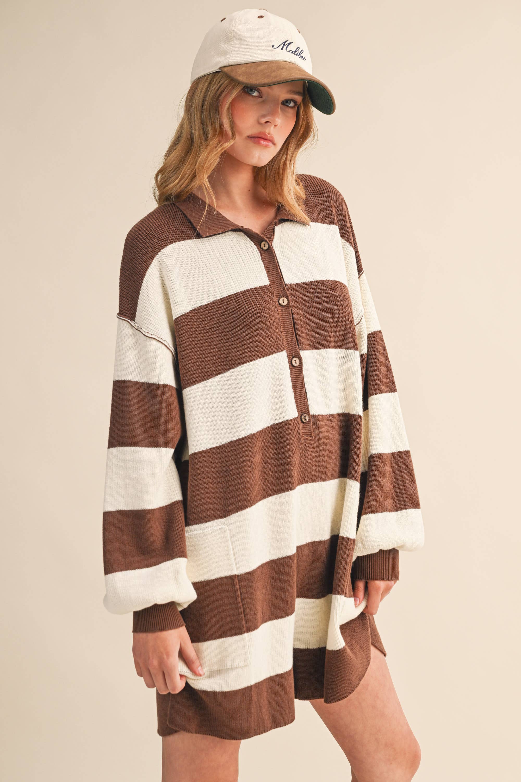 Klesis - Wholesale Romper - Women's - IR1506 LONG SLEEVE COLLARED STRIPED RELAXED FIT ROMPER4