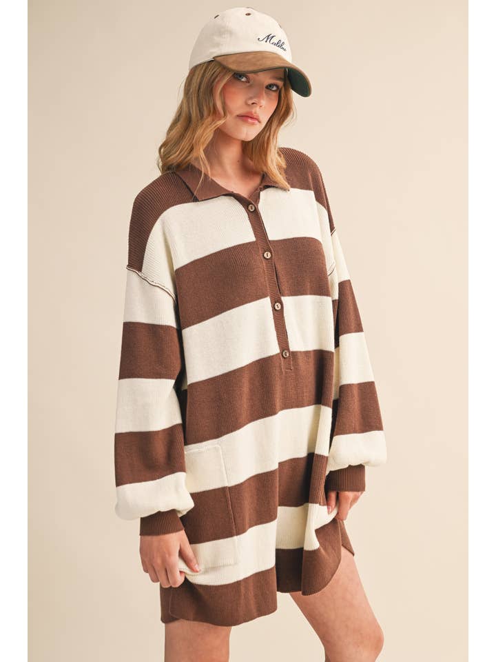 Klesis - Wholesale Romper - Women's - IR1506 LONG SLEEVE COLLARED STRIPED RELAXED FIT ROMPER4