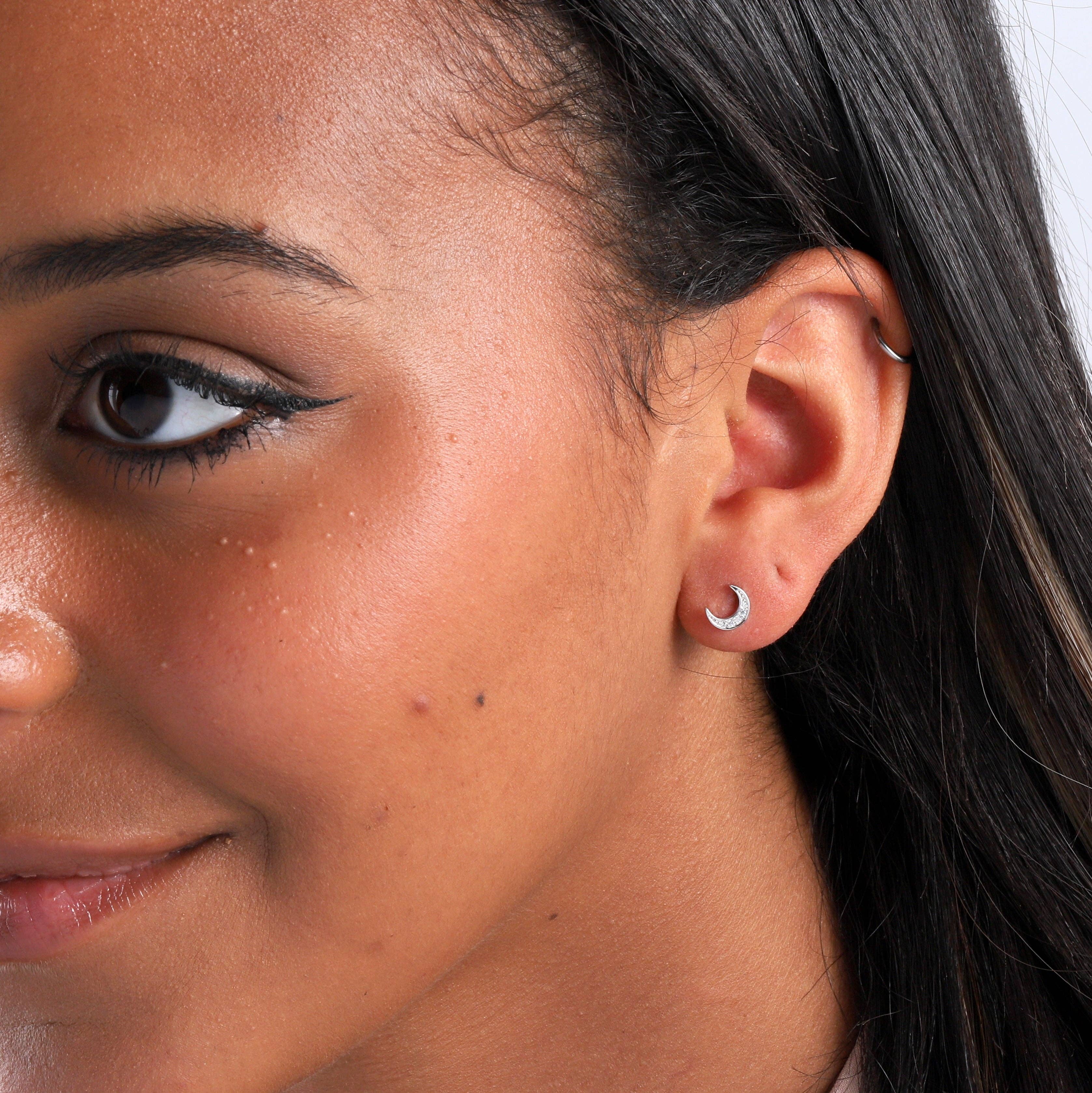 Attic creations – wholesale Stud/post earrings – TT58002 BUNNY GRAPHIC Crystal Moon Earrings2