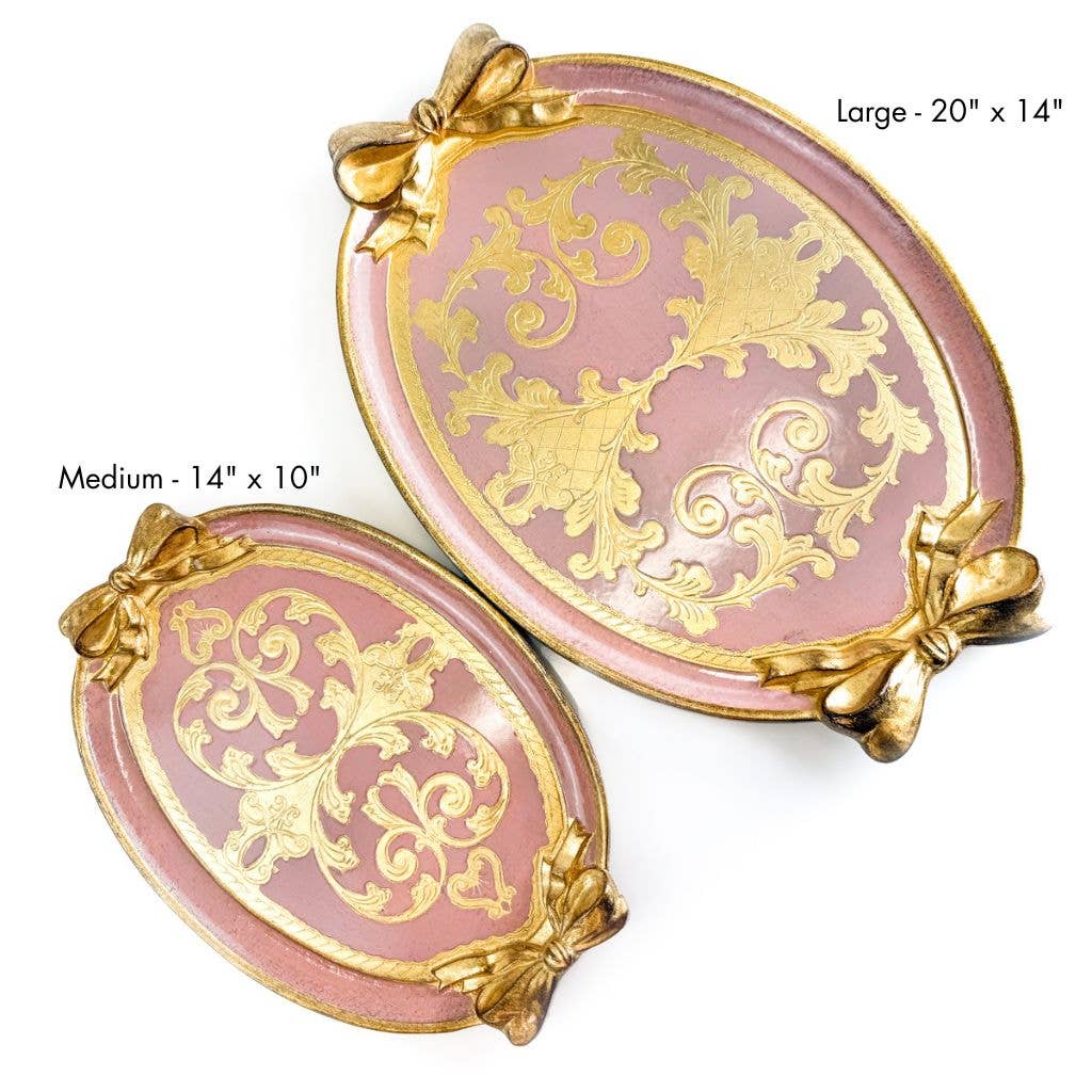 Via Graceffo - Wholesale Decorative Tray - Florentine Carved Oval Bow Tray, Made in Italy1