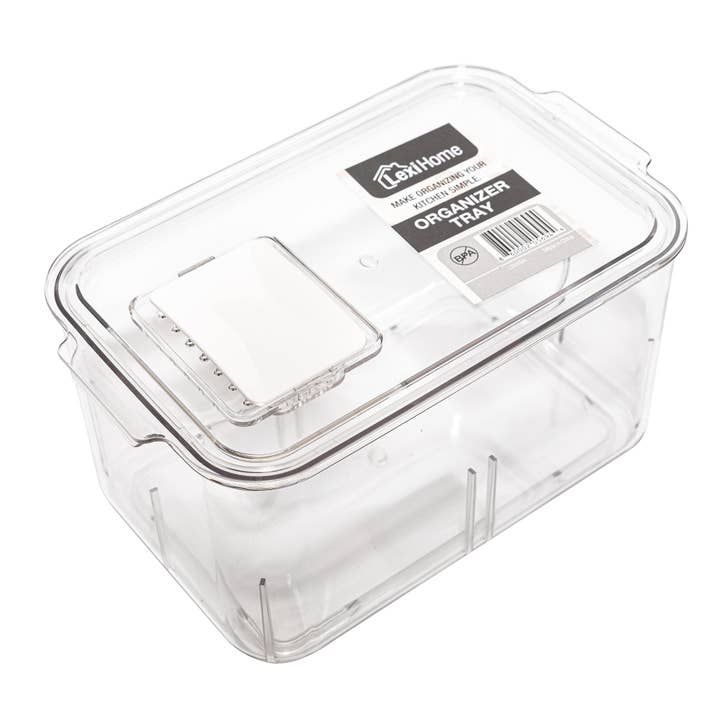 Lexi Home - Wholesale Food Storage Container - Acrylic Fridge Produce Organizer with Vented Lids