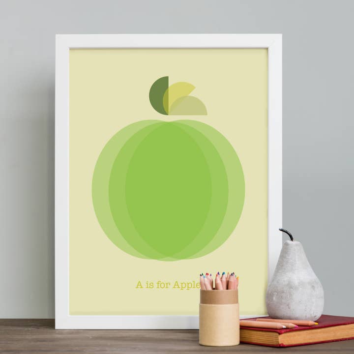Grön A är för Apple Print för wholesale av Cloud Cuckoo Design