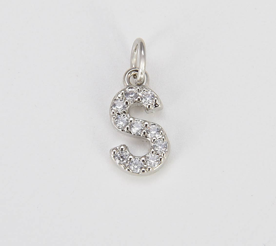 Beads Creation - Vente Breloques/médailles personnalisées - Breloques initiales en or CZ Micro Pavé, lettre A-Z CP4827