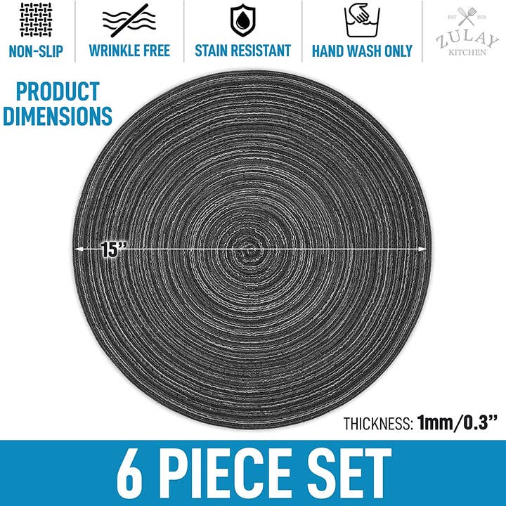 Zulay Kitchen - Wholesale Placemat - 15-Inch Braided Round Placemats – Set of 637