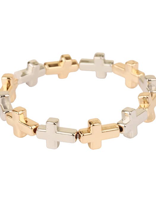 ( E474 ) BRACCIALE MULTI CROSS ELASTICO per la vendita all'ingrosso da parte di Jewelry Max