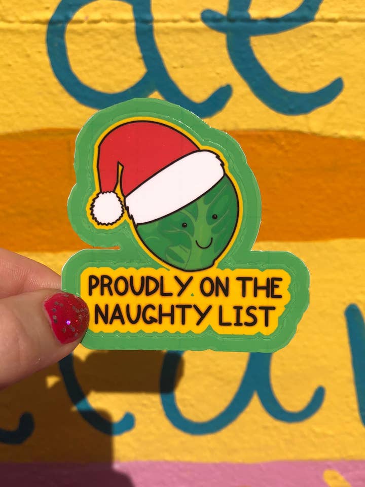 Naughty List Christmas Sprout Sticker for wholesale by PaintsPylons