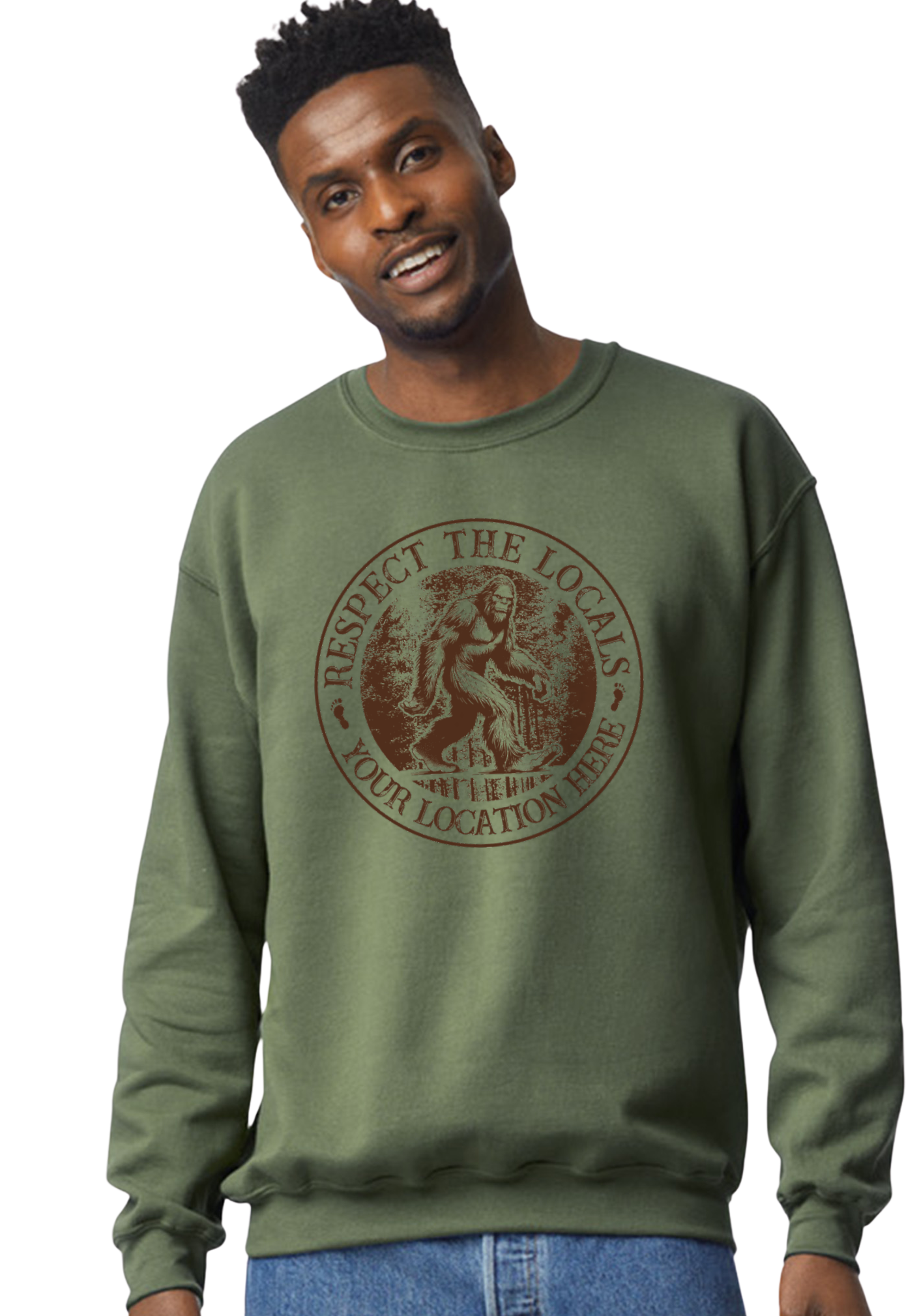 Squatchin’ Country – wholesale Grafisk T-shirt - Unisex – "Respektera lokalbefolkningen" Bigfoot T-shirt eller sweatshirt – Anpassad3