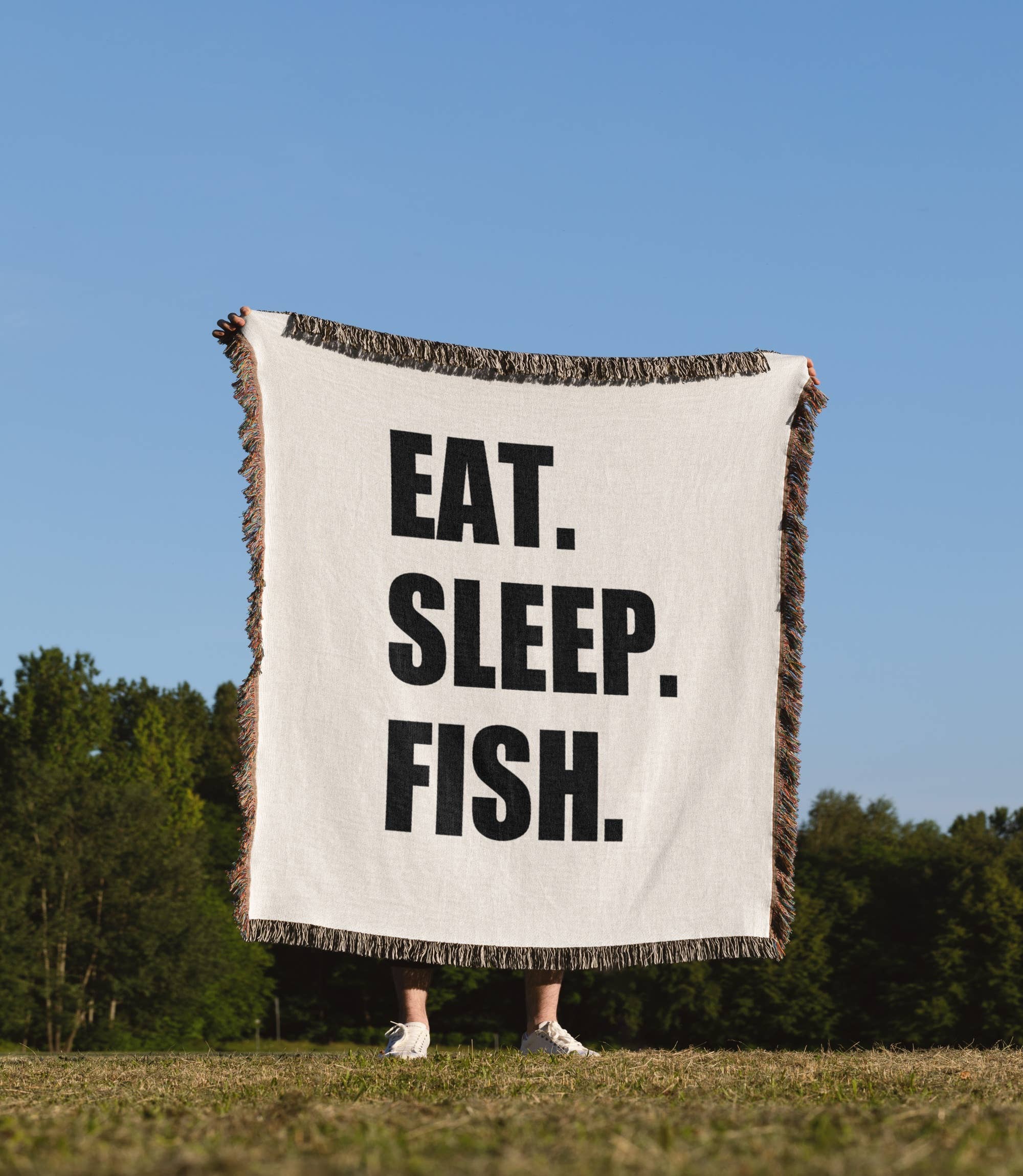 3dRose - Wholesale Throw Blanket - 3dRose, Eat Sleep Fish - fun text gifts for fishing enthusiasts and fishermen, Blanket1