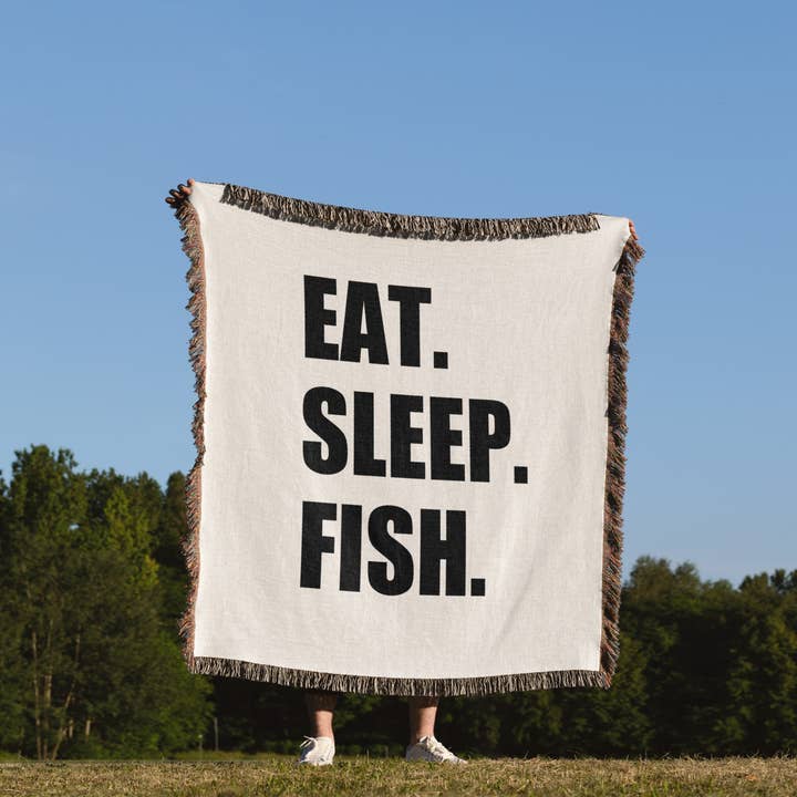 3dRose - Wholesale Throw Blanket - 3dRose, Eat Sleep Fish - fun text gifts for fishing enthusiasts and fishermen, Blanket1