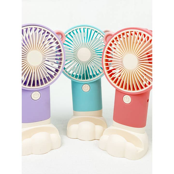 MIX COLOR Portable Hand Fan with Stand for wholesale on Faire