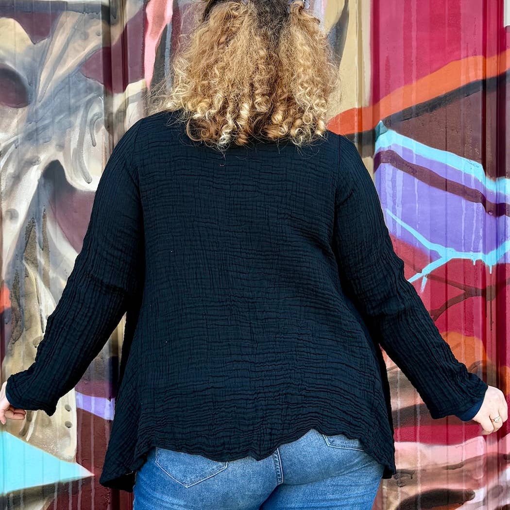 Unique Batik Fair Trade - Wholesale Cardigan - Women's - Gauzy Coconut Button Cardigan | 100% Cotton3