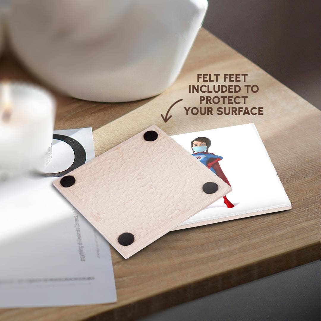 3dRose - Wholesale Coasters - 3dRose, Super Hero Woman Covid 19 Fighter, Face Mask Image, 3DRAMM, Coaster3