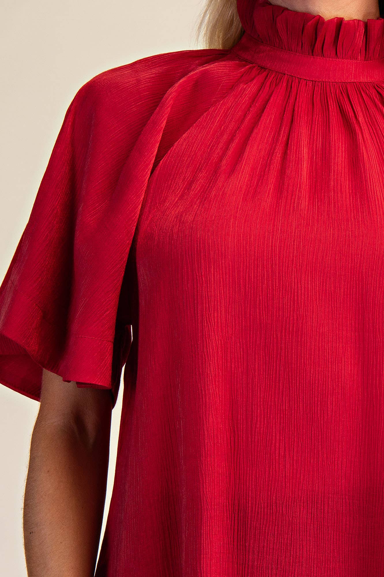 Glam - Wholesale Blouse - Women's - Ruffle Neck Raglan Sleeve Blouse7