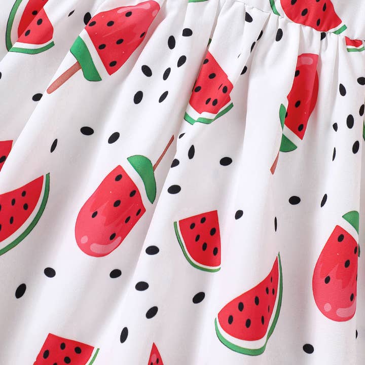 branco Vestidos de Verão para Meninas de 18 Meses a 6 Anos com Estampa de Melancia Roupas de Férias por Atacado V3824053000131 para venda a revendedores na Faire3