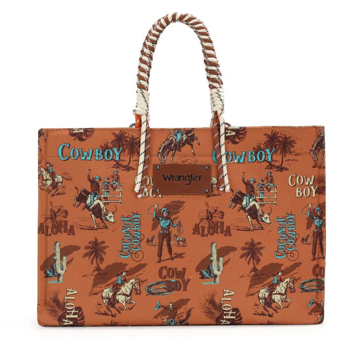South End Clothing and Apparel L.L.C - Wholesale Tote bag – Women's - Wrangler COWBOY Dual Sided Print Canvas Wide Tote9