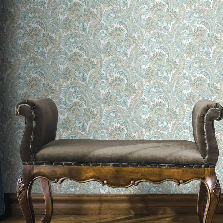 Stilfull Paisley Tapet, Texturerad Väggbeklädnad, Stor Rulle på 114 kvadratfot, Tvättbar, Hemväggsdekor, Accentväggspapper, Tvättbar, Blåbrun för wholesale av Walloro Luxury Embossed Wallpaper