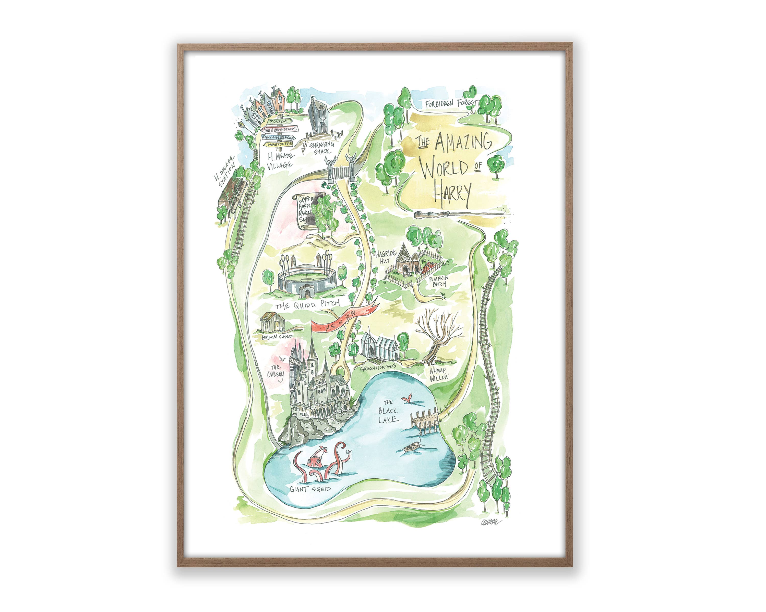 Elizabeth Wade Studio - Wholesale Art Print - Harry’s Amazing World Watercolor Story Map Art Print