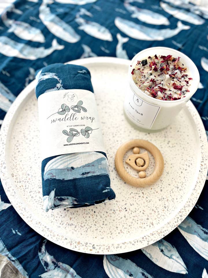 BABY MUSLIN SWADDLE - SEAWORLD for wholesale by JAR OF WILD MOMENTS