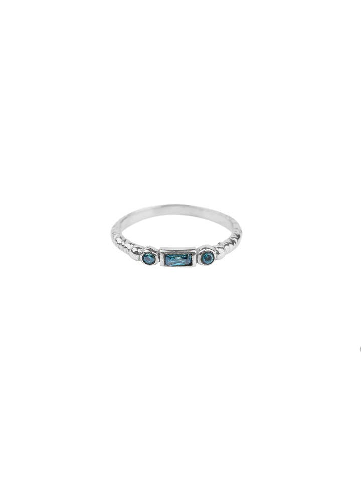 Ringen - Blue rectangle and round - Silver voor wholesale door XZOTA