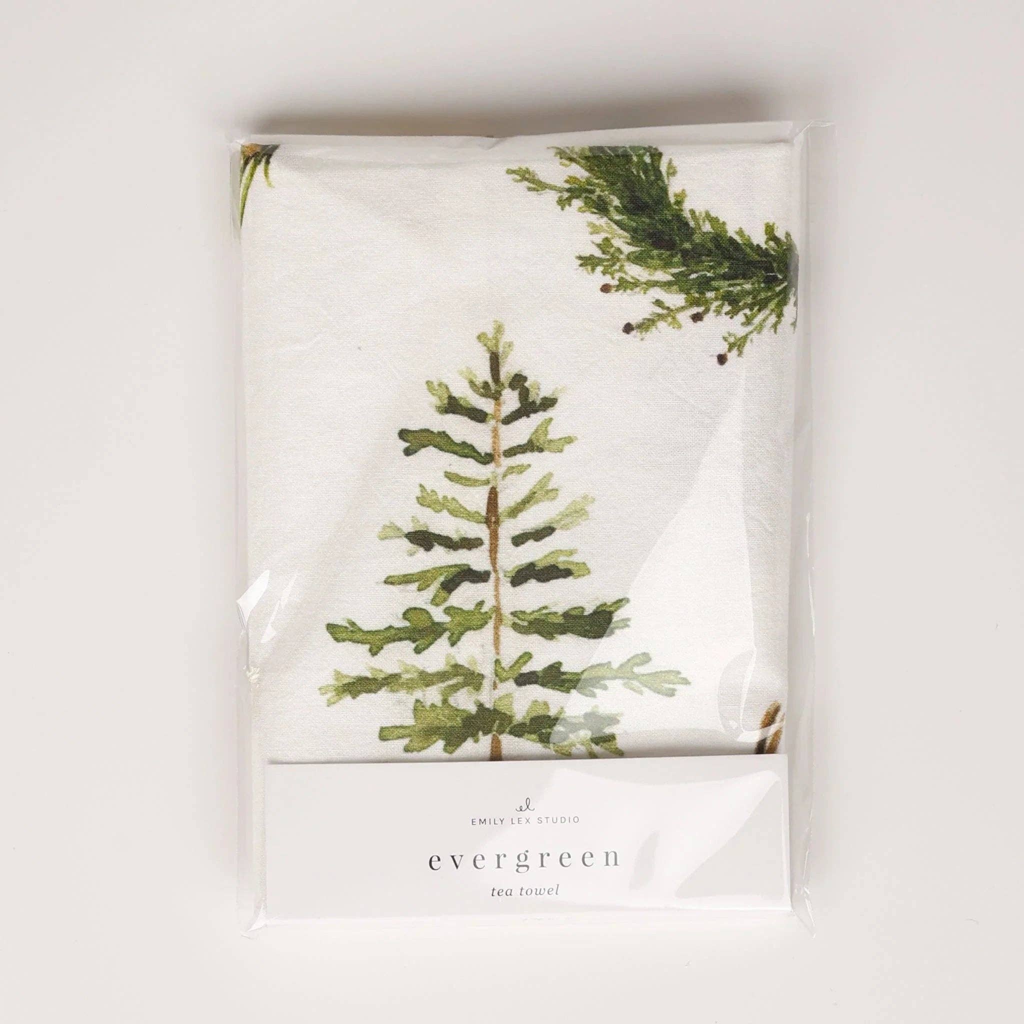 emily lex studio – wholesale Tea towel – evergreen christmas cotton flour sack tea towel1