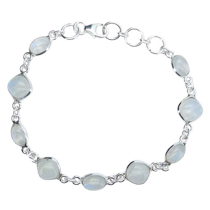 Moonstone Sterling Silver Link Bracelet for wholesale by Amberman