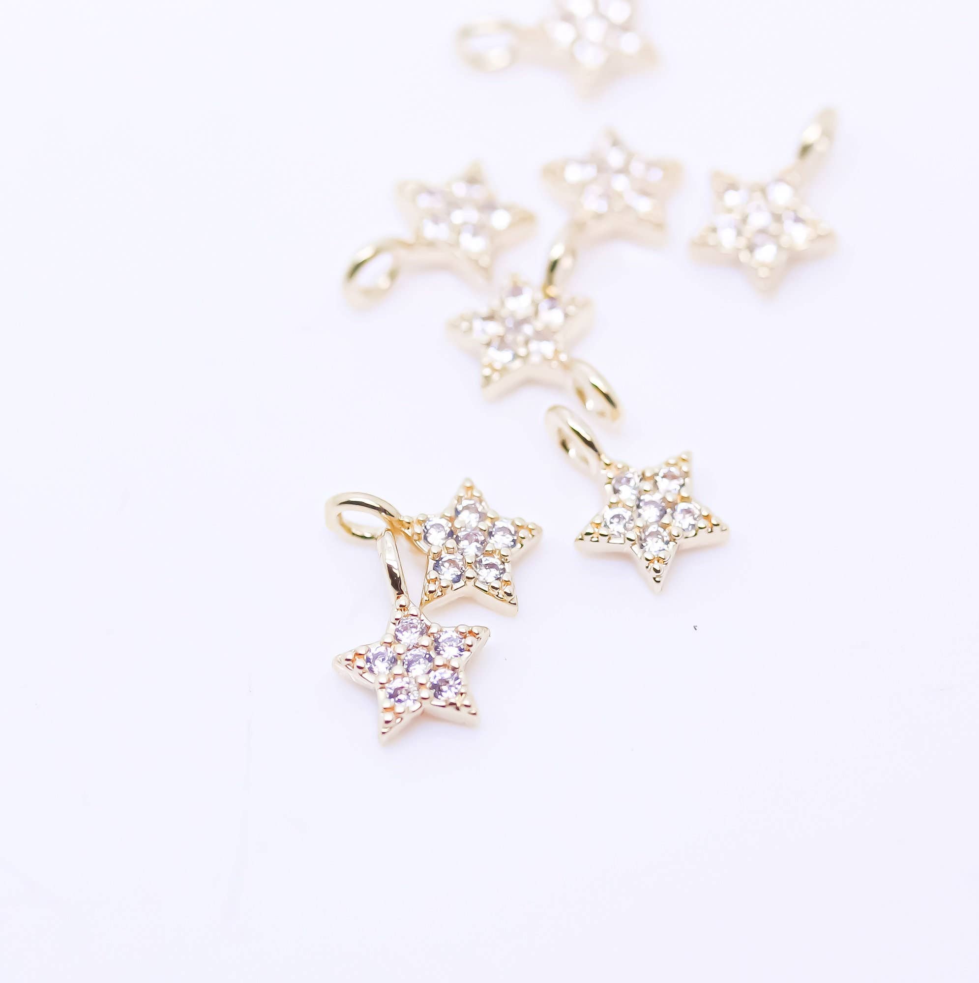 Jewel Pledge – Pendente/pingente individual por atacado – Ouro, Prata, Ouro Rosa CZ Estrela Encanto 5mm CPG-S-R4282