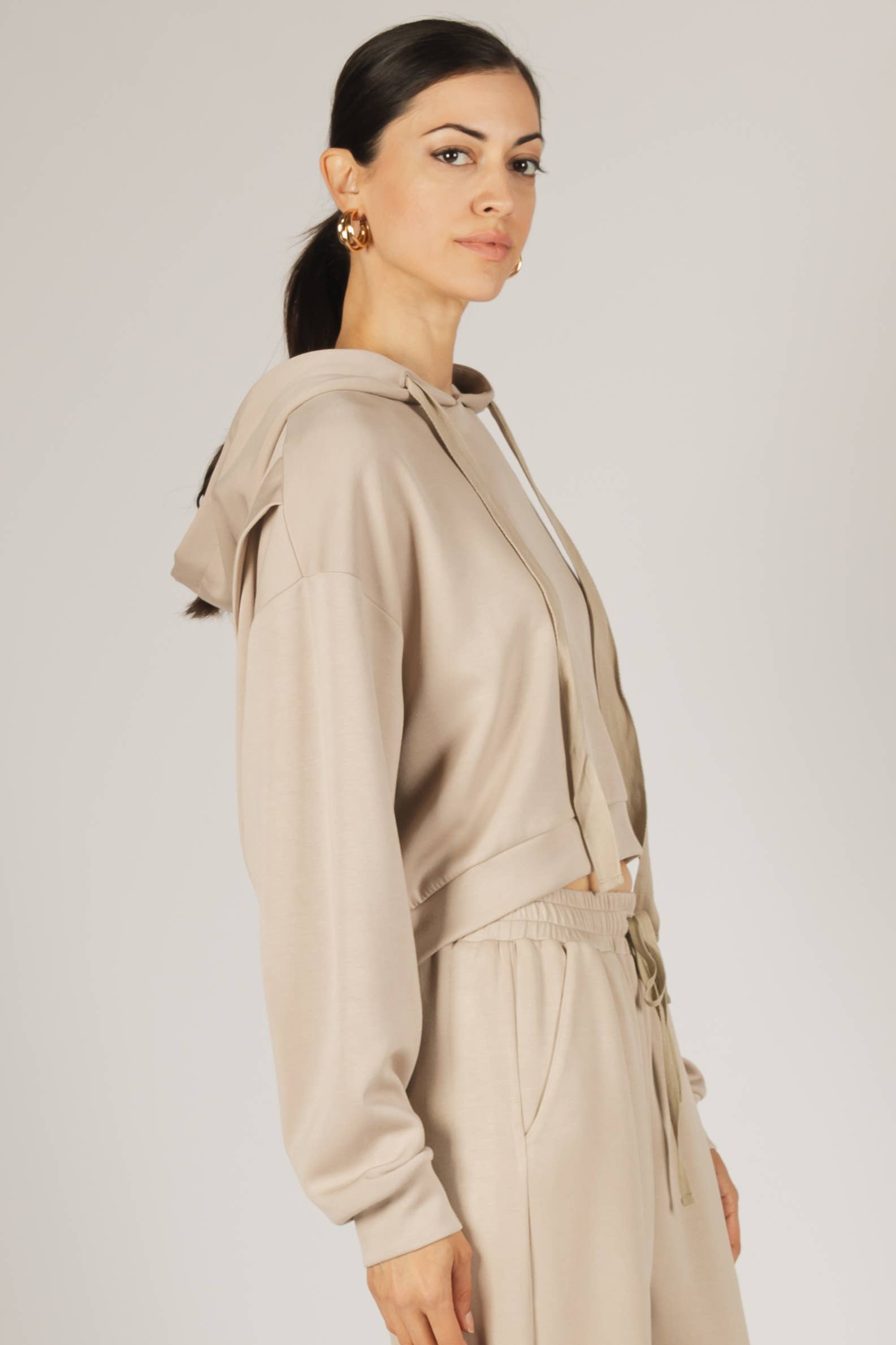 P. CILL - Wholesale Hoodie - Women's - P. CILL Butter Modal Cropped Hoodie Top16