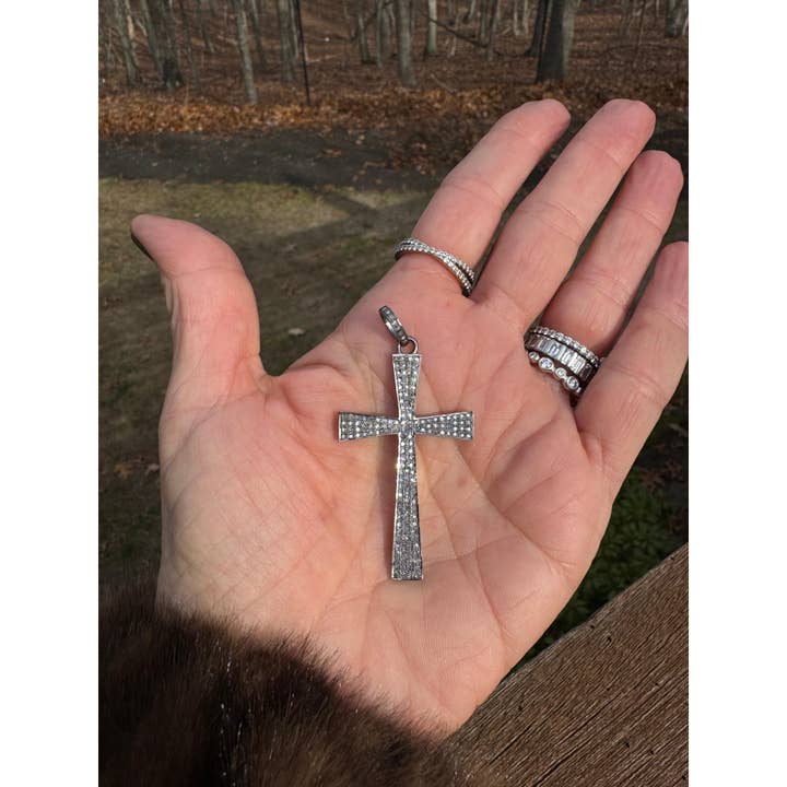 Pendente Pave Diamond Cross por atacado de ILISSA MICHELE JEWELRY