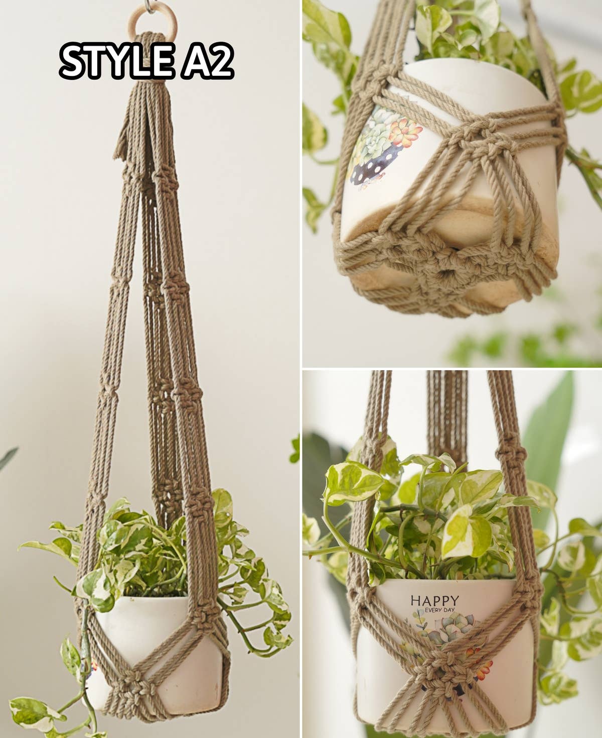 BeanDaikon – wholesale Hanging planter – Macrame No Tassel Plant Holder H705