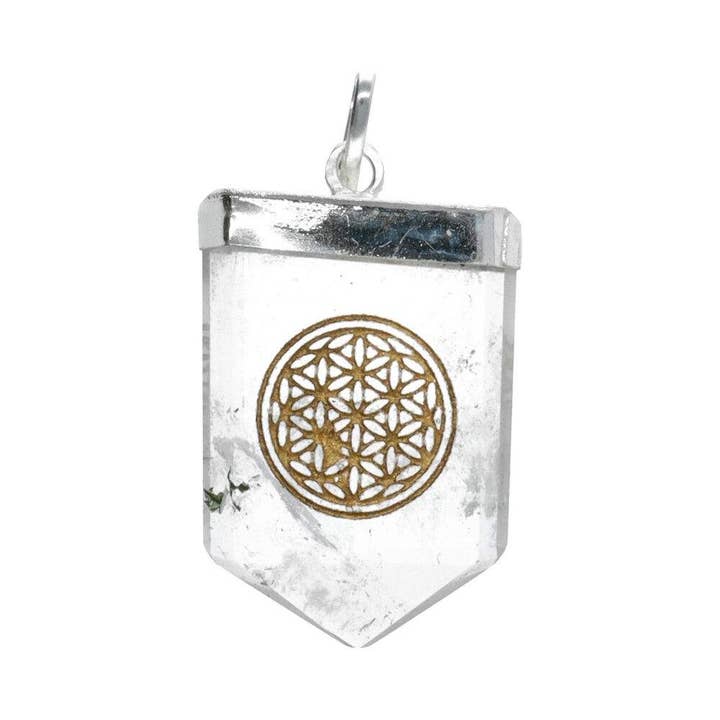 Flower of Life quartz pendant in silver plating for wholesale by Vives de la Cortada S.L