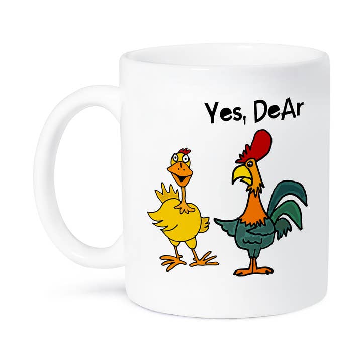 3dRose - Wholesale Coffee Mug - 3dRose, Cute funny Hen Pecked Rooster chicken saying Yes dear to Hen, Mug8