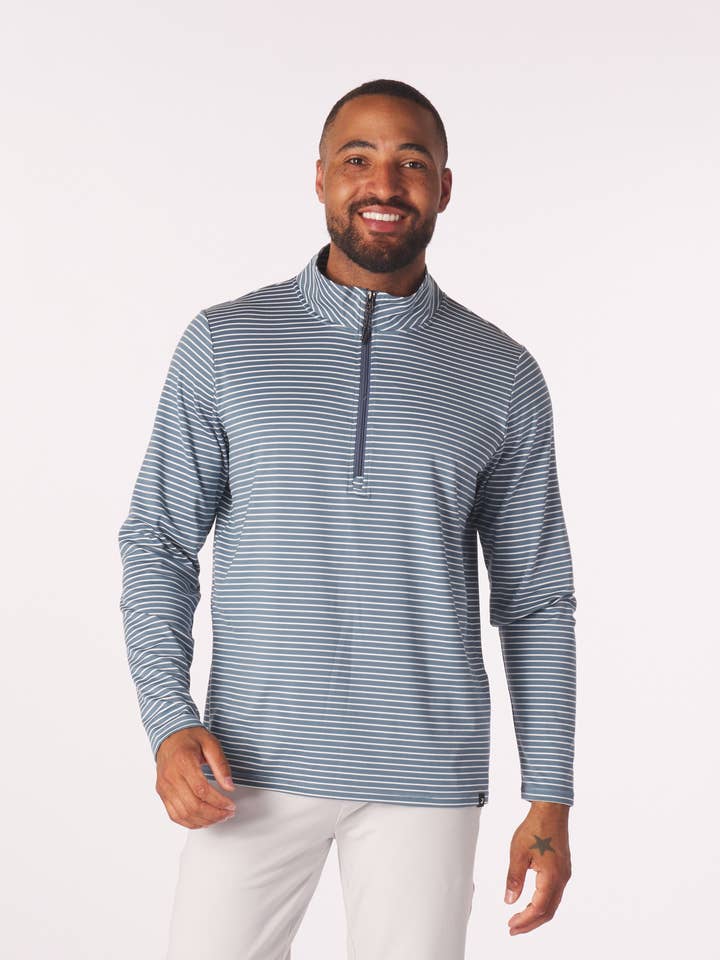 Tahoe 1/4 Zip: striscia blu lavata/bianca per la vendita all'ingrosso da parte di Glyder