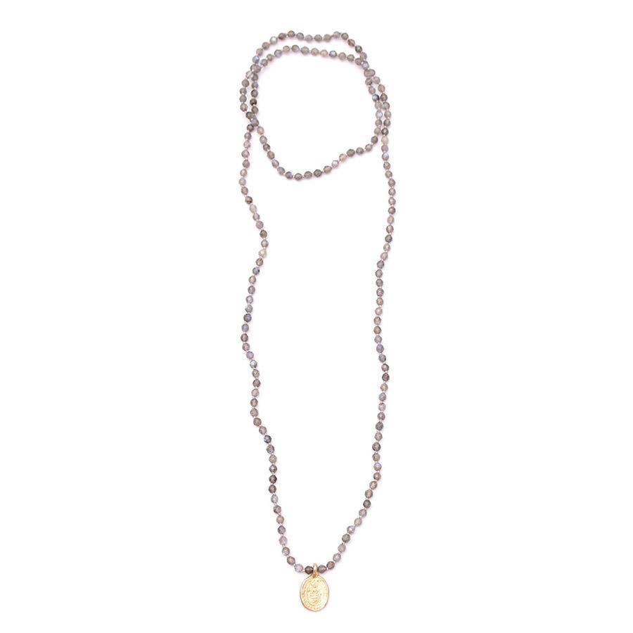 gold & gray - Wholesale Pendant/Charm Necklace - Labradorite and Vermeil Buddha Charm Necklace3