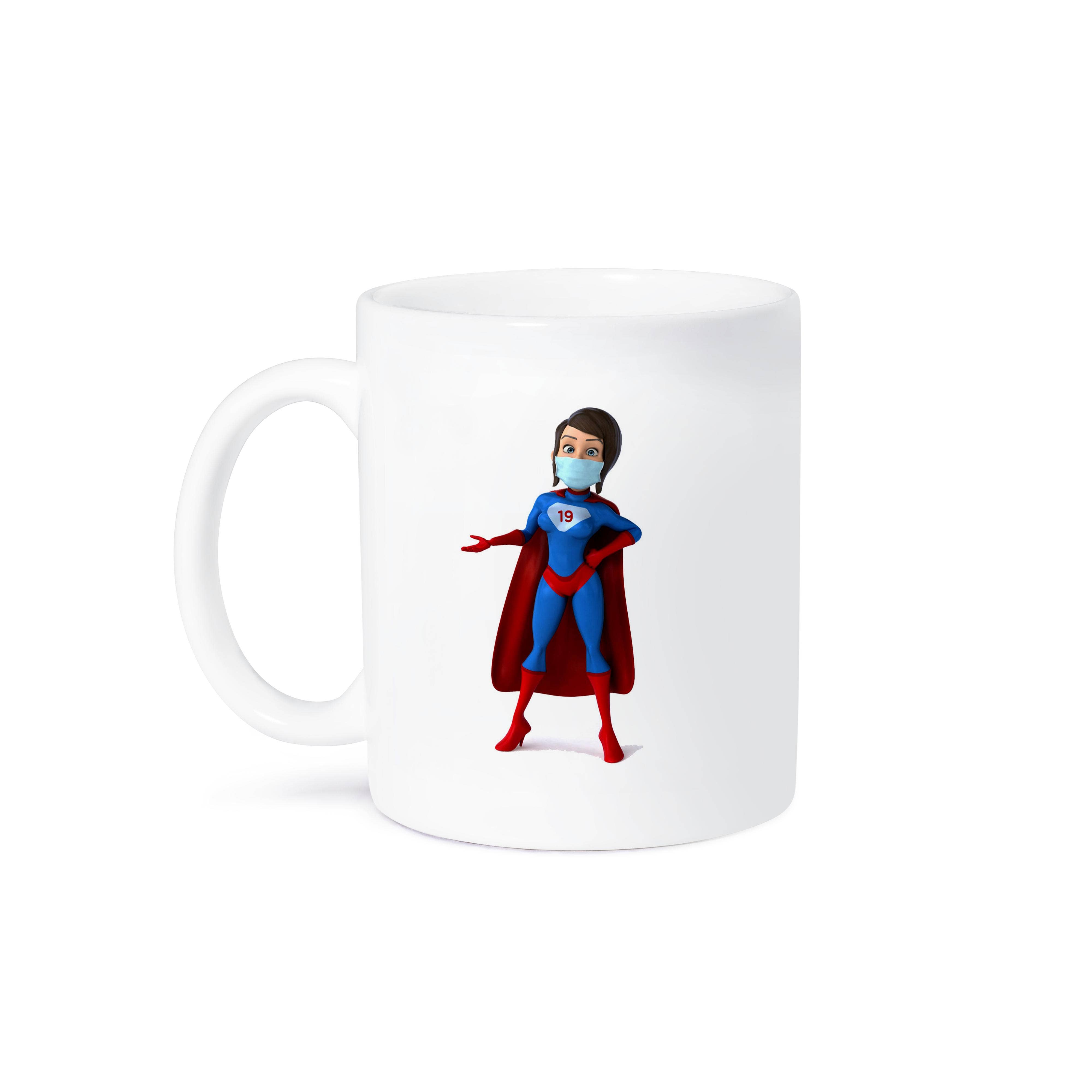 3dRose - Wholesale Coffee Mug - 3dRose, Super Hero Woman Covid 19 Fighter, Face Mask Image, 3DRAMM, Mug8