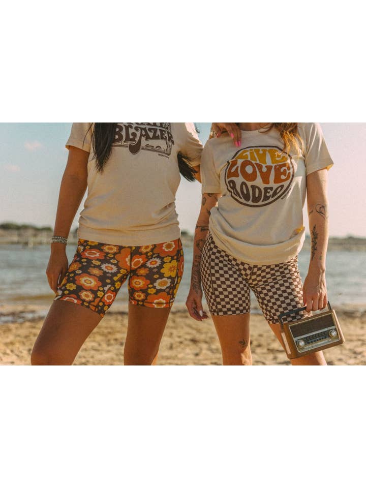 Rodeo Hippie - Wholesale Shorts - Women's - BROWN CHECKERED BIKER SHORTS7