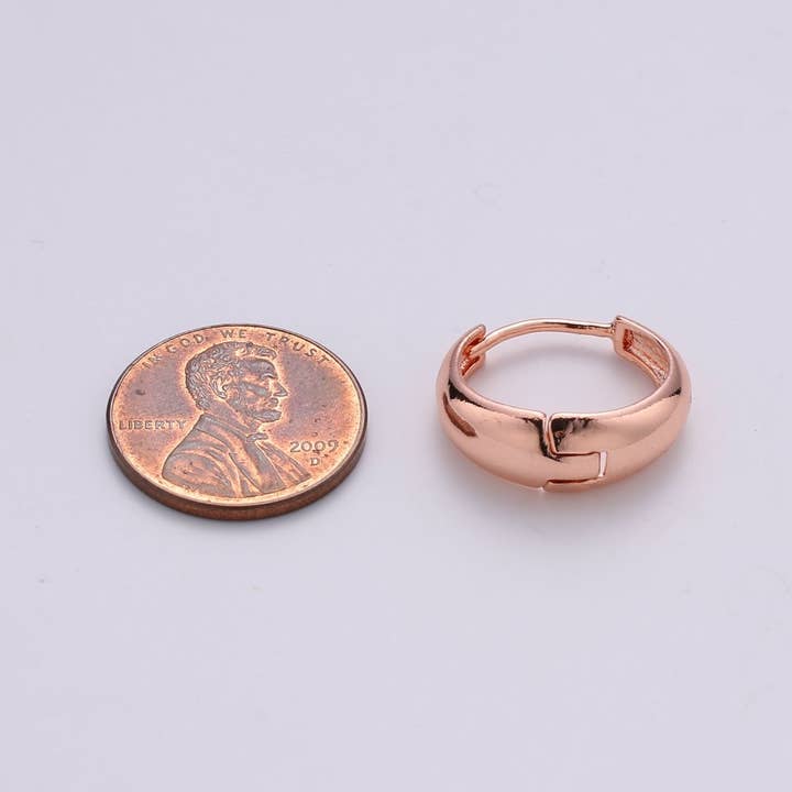 Aim Eternal - Wholesale Huggie Earrings - 24k Vermeil Gold Earrings, Huggie Earring, Tiny Earrings, Smooth Plated Earrings, Everyday Wear Earrings, Rosegold Earring, 18mm Earring K-653 K-6554
