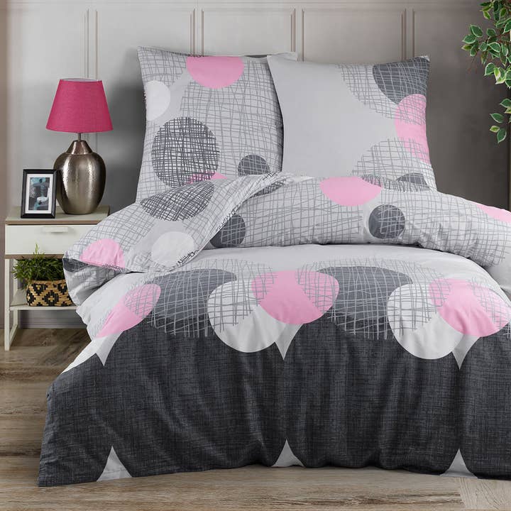 Ropa de cama Renforcé "Jadore Pink", 100% algodón, cremallera, funda de almohada de 80x80 cm para venta al por mayor de Buymax
