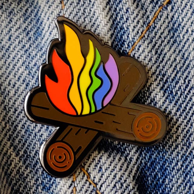 Flaming Rainbow Campfire Pin for wholesale by Bianca's Design Shop