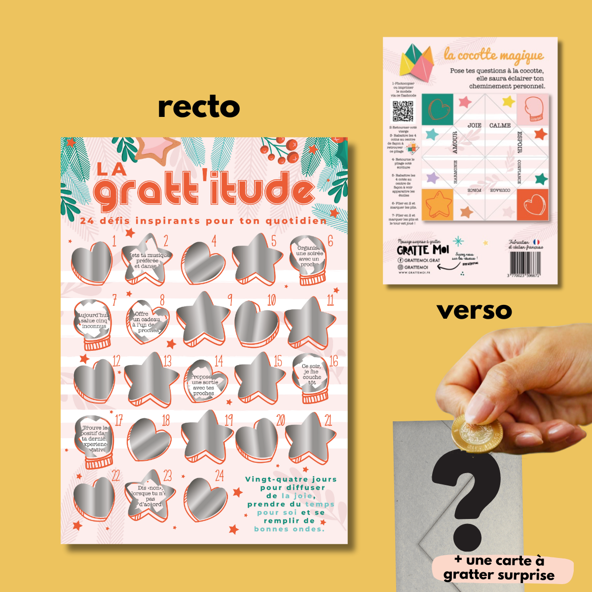 GRATTE MOI papeterie – wholesale Kortspel – Solo wellness-adventskalender med skraprutor – Gratt'itude4