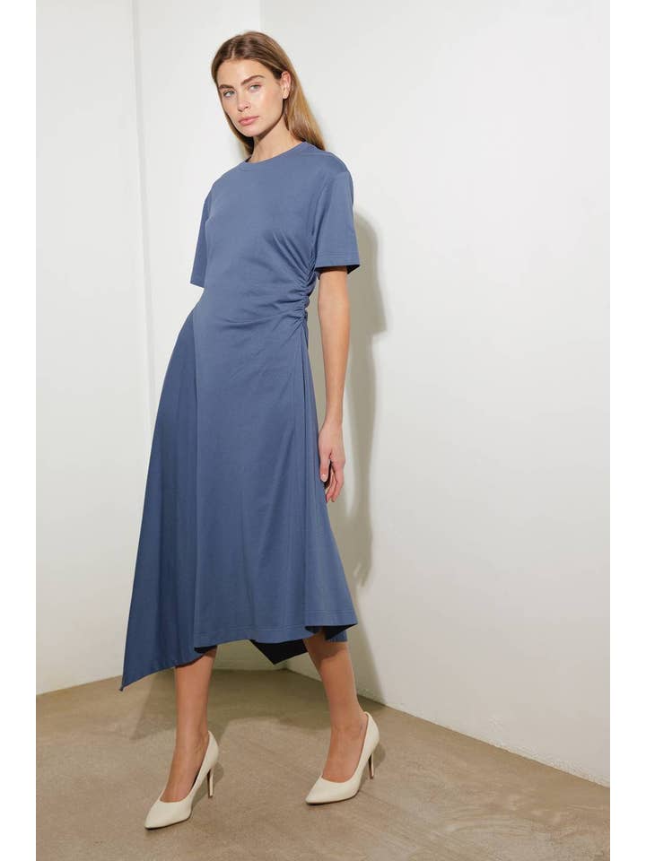 A solid knit midi dress - FD1032 SLATE BLUE for wholesale on Faire