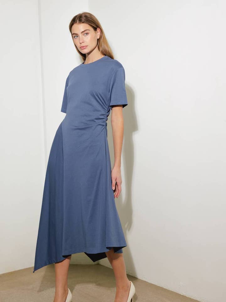 A solid knit midi dress - FD1032 SLATE BLUE for wholesale on Faire0