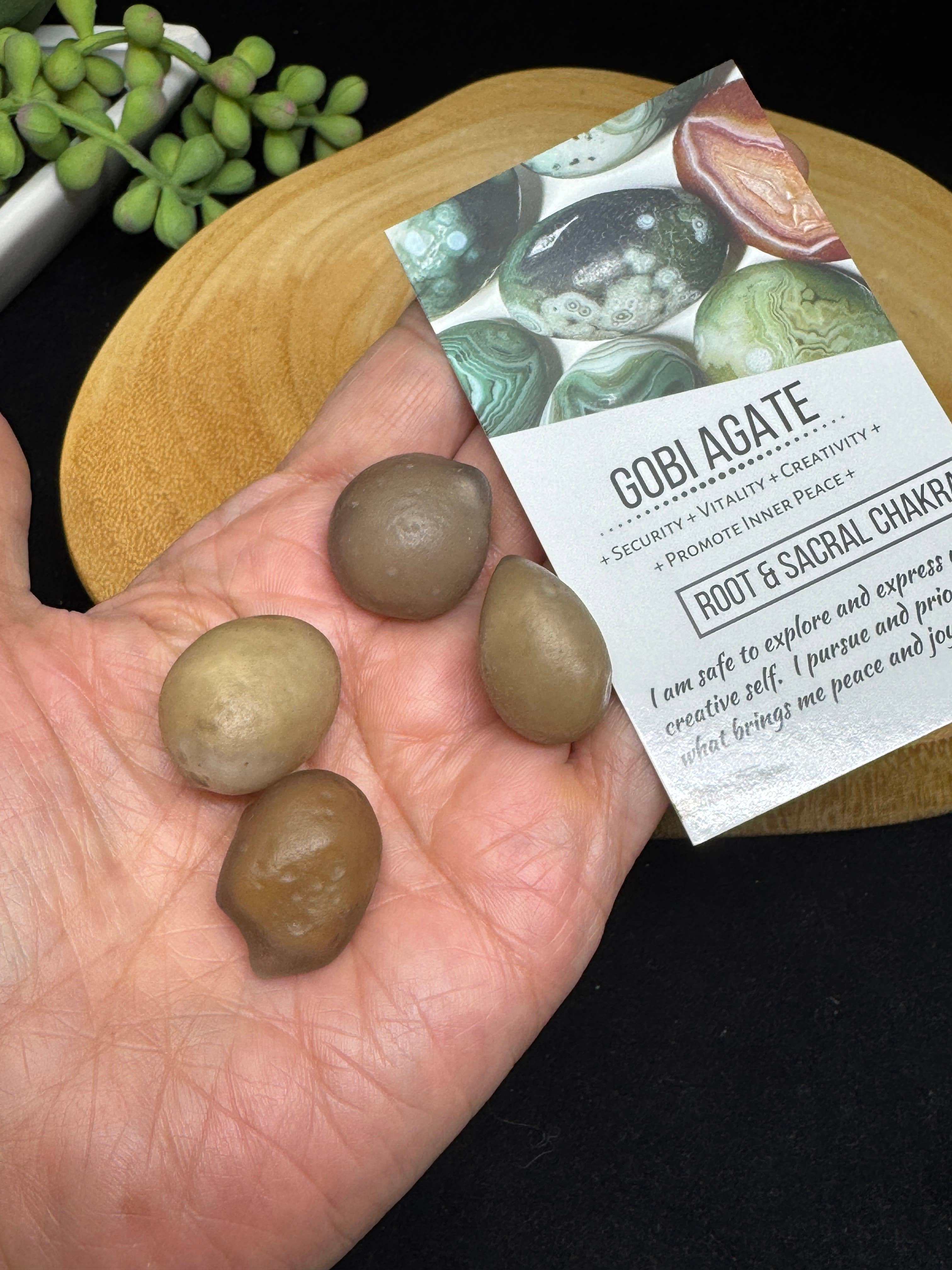 The 7 Directions - Wholesale Spiritual Stone/Crystal - 4 pc rare moving sand inclusion Gobi agate F8261